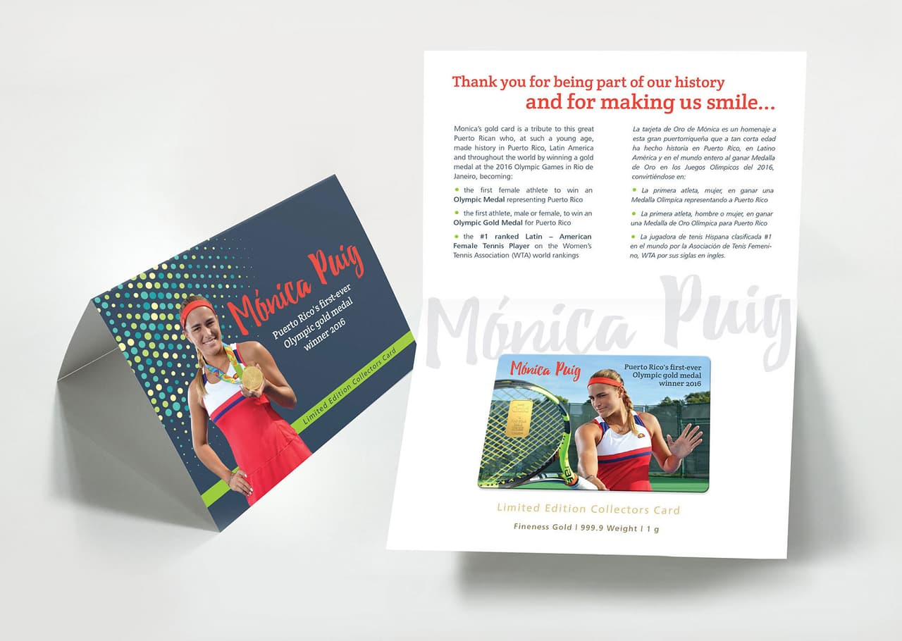 Mónica Puig compartirá su triunfo en Río 2016 con una tarjeta de oro para su fanaticada