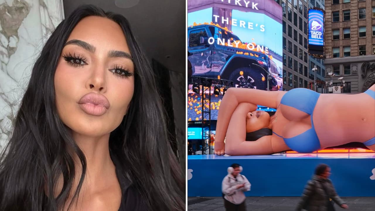 Kim Kardashian se apodera de Times Square con una réplica gigante de ella en bikini