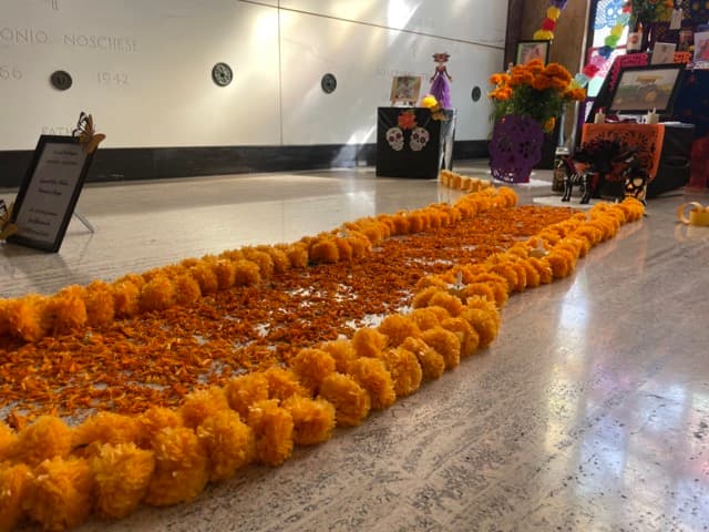 <b>Caminos</b>
<br>También es tradición hacer cruces y caminos para que las almas que nos visitan sepan cómo llegar al altar que se ha colocado para ellos.