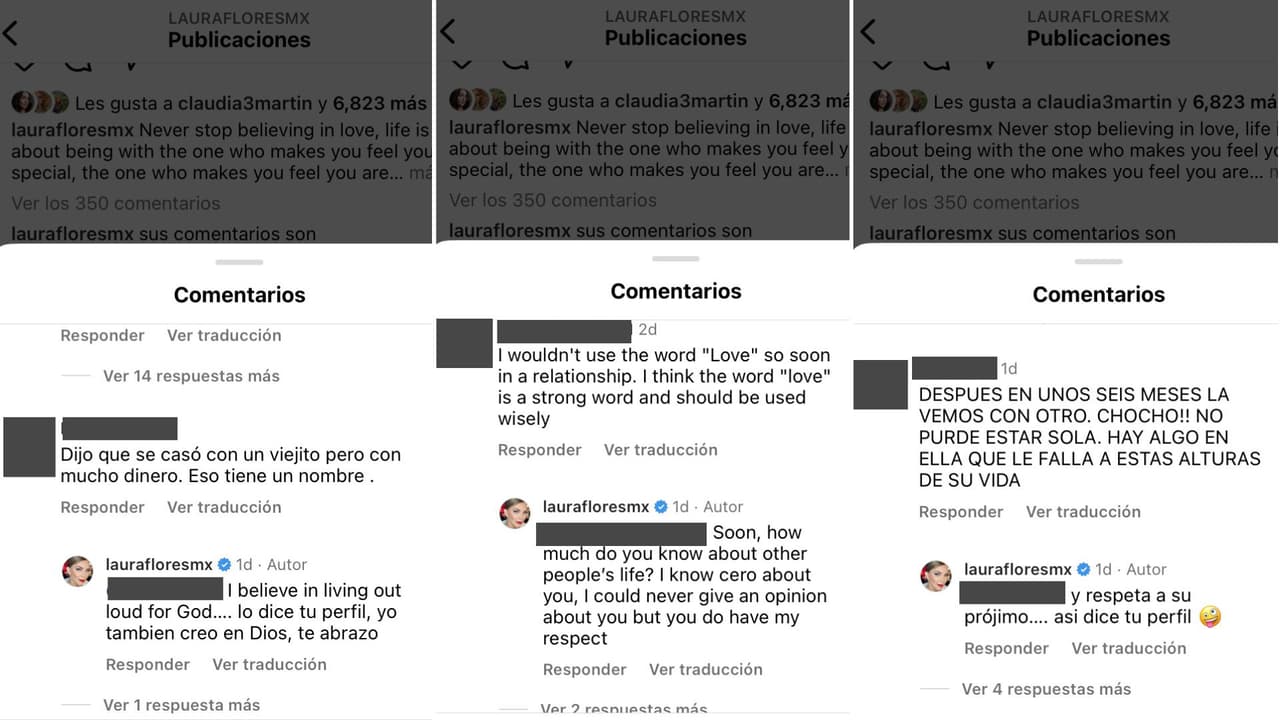 Laura Flores respondió a quienes criticaron su romance.