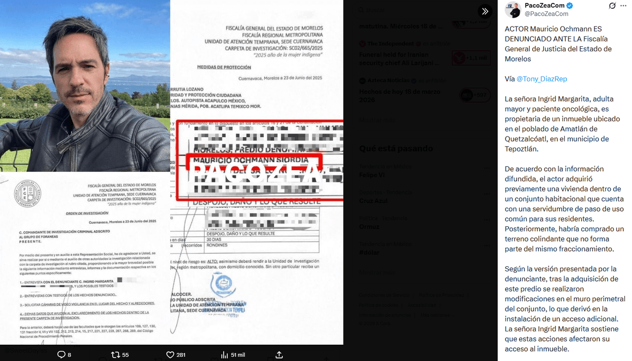 El periodista Francisco Zea compartió imágenes de la denuncia a Mauricio Ochmann.