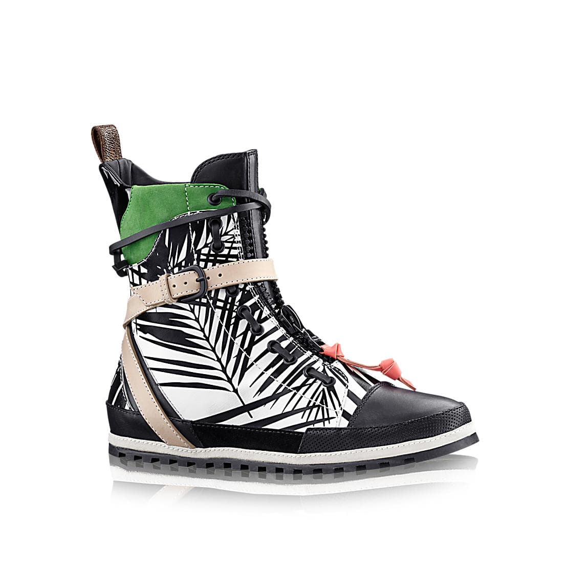 Relajados: Los tenis de Louis Vuitton son una representación de la colección que fue presentada en Palm Springs. Hechos con piel de becerro con estampado de palmera a juego, los botines le darán el toque cool a tu atuendo.