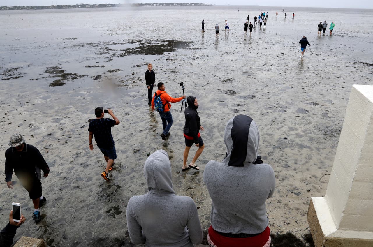 Algunos han traído sus cámaras para registrar el inusual fenómeno.