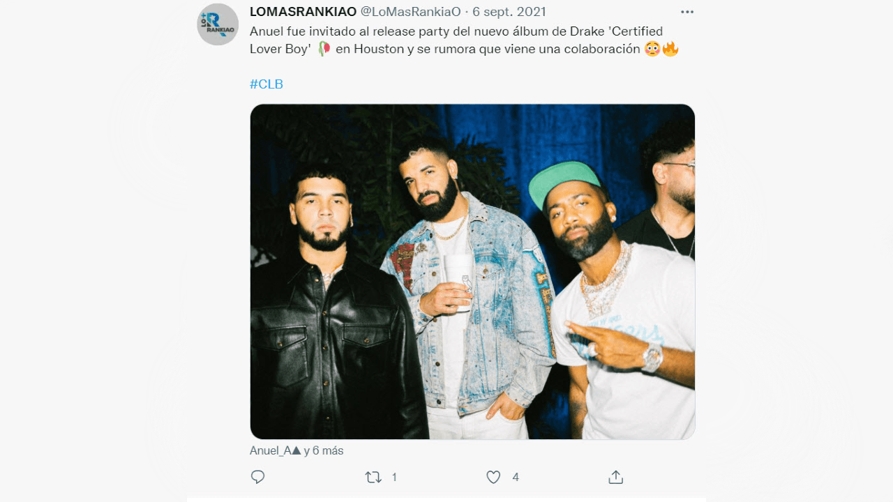 Anuel AA asistió a una fiesta del rapero Drake en septiembre de 2021.
