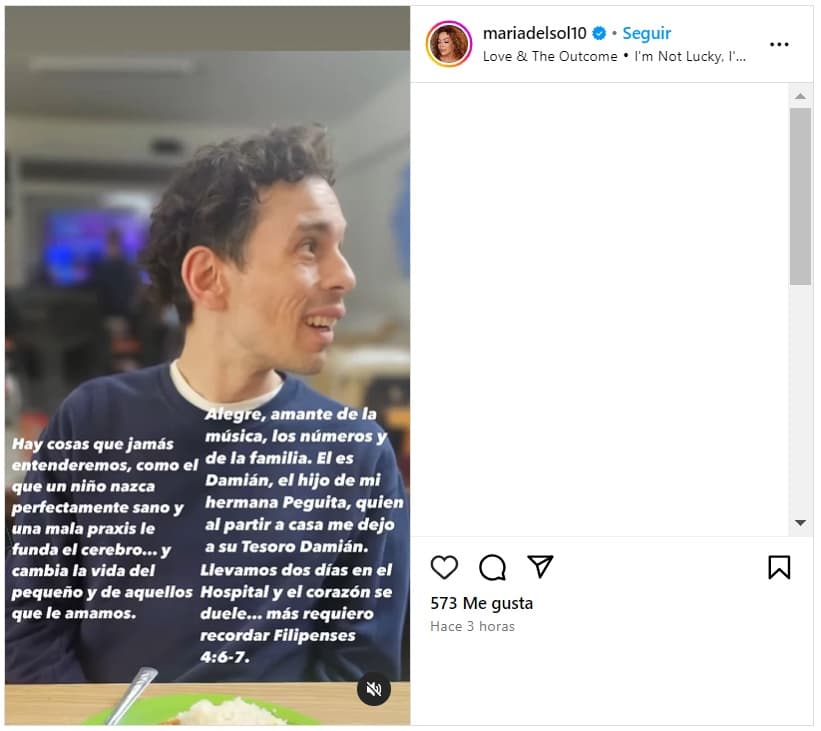 Damián, sobrino de María del Sol, enfrentaría un problema de salud.