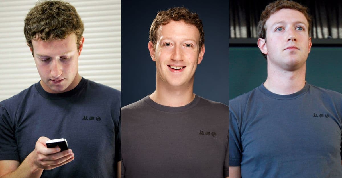 <b>Mark Zuckerberg</b>, por su parte, siempre utiliza una playera color gris, simple y común, para atraer la buena suerte.