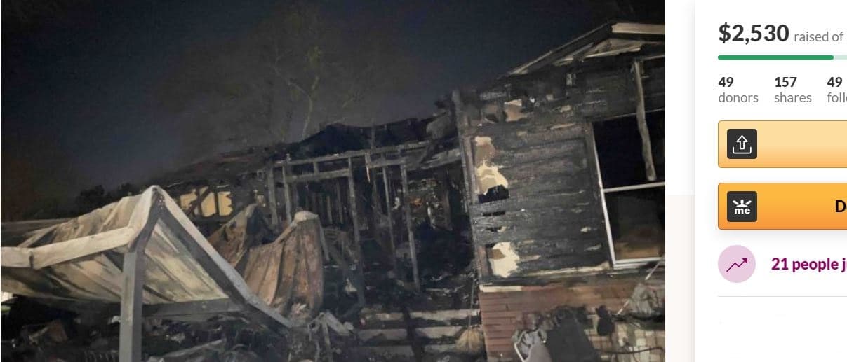 Imagen de cómo quedó la casa de la familia tras el incendio (Gofundme)