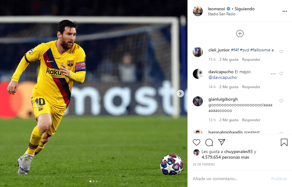 <b>Lionel Messi</b>
<br>Segundo en la lista, cuenta con 148 mil millones de seguidores.