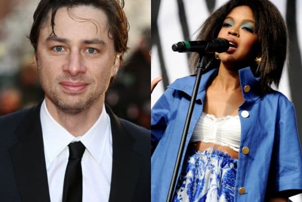 Zach Braff y Lauryn Hill | El actor y la cantante fueron a la Preparatoria Columbia en Maplewood, New Jersey, y el actor le dijo a una revista que incluso ambos eran como la Coca Cola y la Pepsi. "Había un juego llamado Coca y Pepsi. Tenías un compañero, y una persona era Coca y otra Pepsi. Dependiendo de lo que gritara el DJ tenías que correr y sentarte en la falda de esa persona. Lauryn era my Coca".