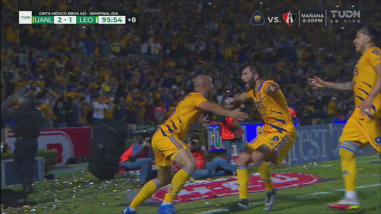 ¡Le dan la vuelta! Carlos González consigue el 2-1 de Tigres