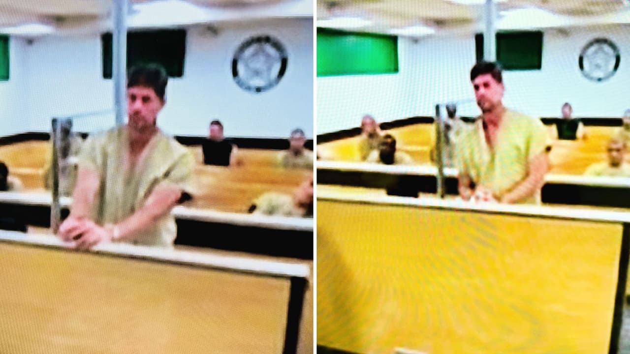 Así compareció William Levy esta mañana ante un juez en el condado de Broward.