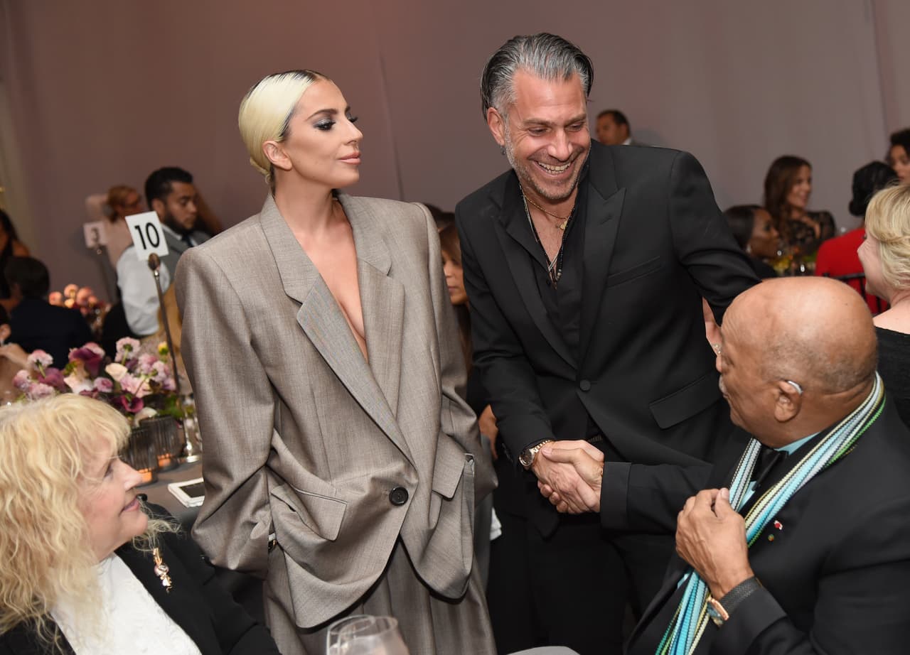 LOS ANGELES, CA - OCTOBER 15: (L-R) Mia Farrow, Lady Gaga, Christian Carino and Quincy Jones attend ELLE's 25th Annual Women In Hollywood Celebration presented by L'Oreal Paris, Hearts On Fire and CALVIN KLEIN at Four Seasons Hotel Los Angeles at Beverly Hills on October 15, 2018 in Los Angeles, California. (Photo by Michael Kovac/Getty Images for ELLE Magazine)
<br>
