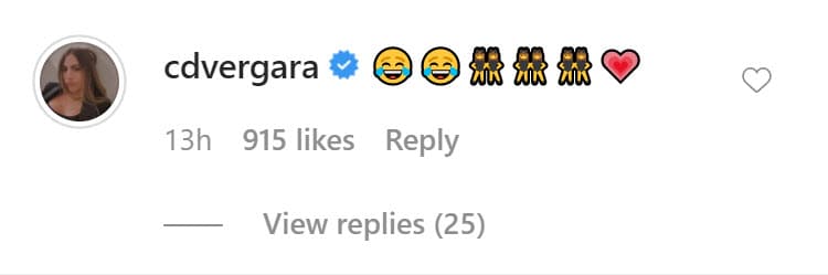 Su respuesta provocó la simpatía de muchos otros seguidores de la estrella de 
<b><a href="https://www.univision.com/noticias/el-mensaje-de-sofia-vergara-y-el-elenco-de-modern-family-a-los-supervivientes-de-parkland-video" target="_blank">'Modern family'</a></b> y hasta un comentario de la propia Claudia Vergara con una serie de emoticonos. 
<br>