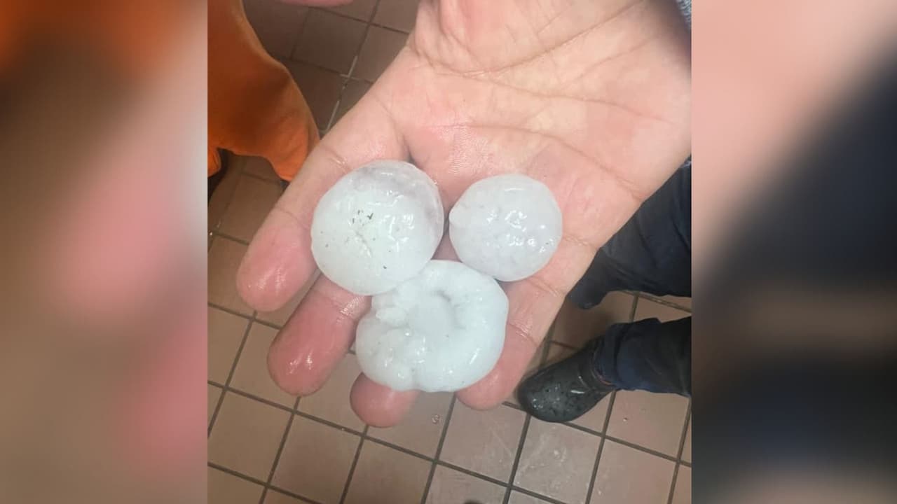 En 
<b>Farmersville</b> cayeron bolas de 
<b>granizo</b> del tamaño de una 
<b>pelota de golf</b>, reportaron residentes. Esta es una de las zonas más afectadas por el granizo.