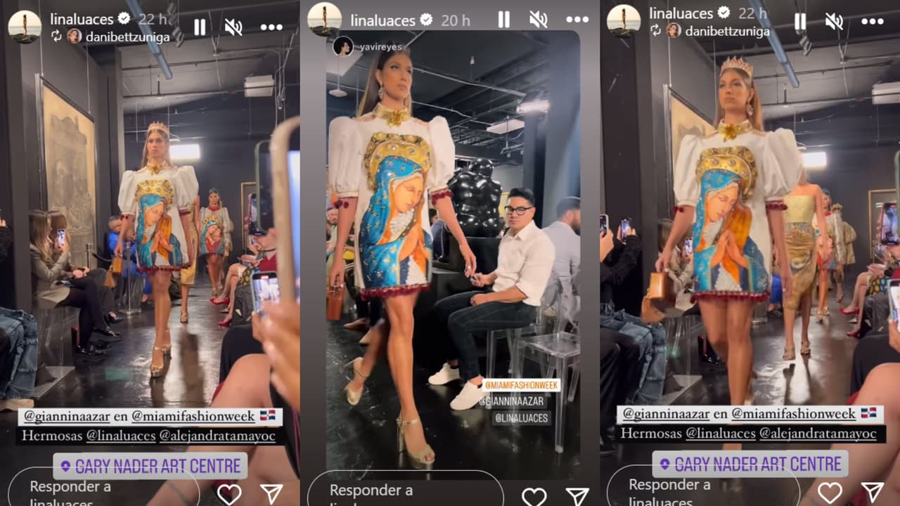 Lina Luaces también fue parte de la pasarela de la diseñadora Giannina Azar.