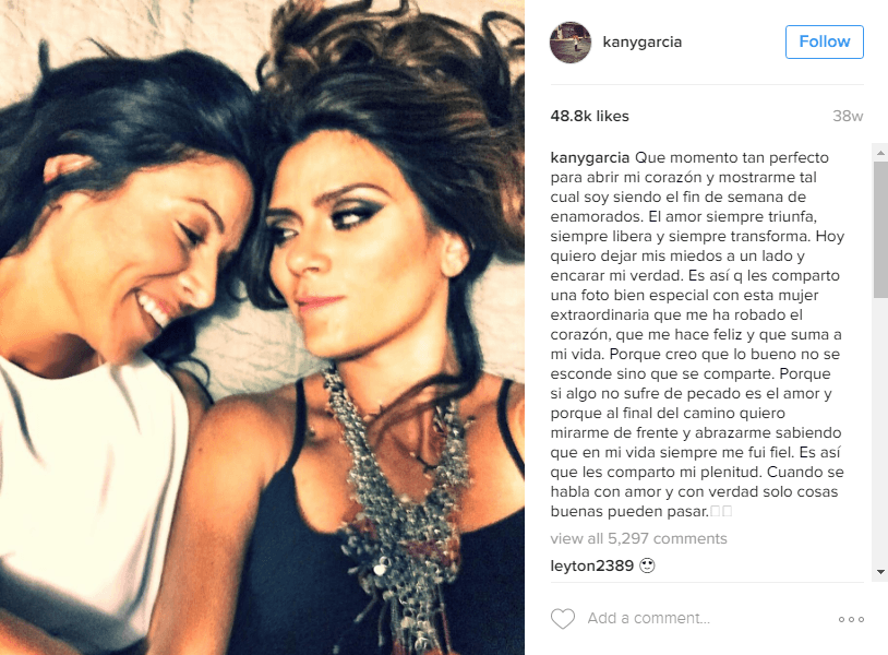 Kany declaró el pasado 14 de febrero, día de los enamorados que estaba profundamente enamorada de su novia Jocelyn Troche.