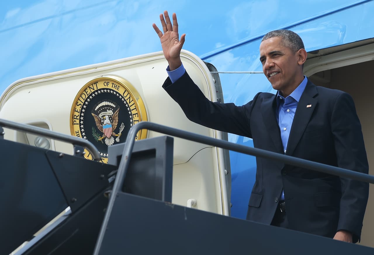 El presidente llegó al Aeropuerto Internacional Austin Bergstrom poco después de la 1:00 p.m.