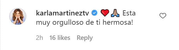 "¡Está muy orgulloso de ti, hermosa!", le dijo en referencia a su padre.