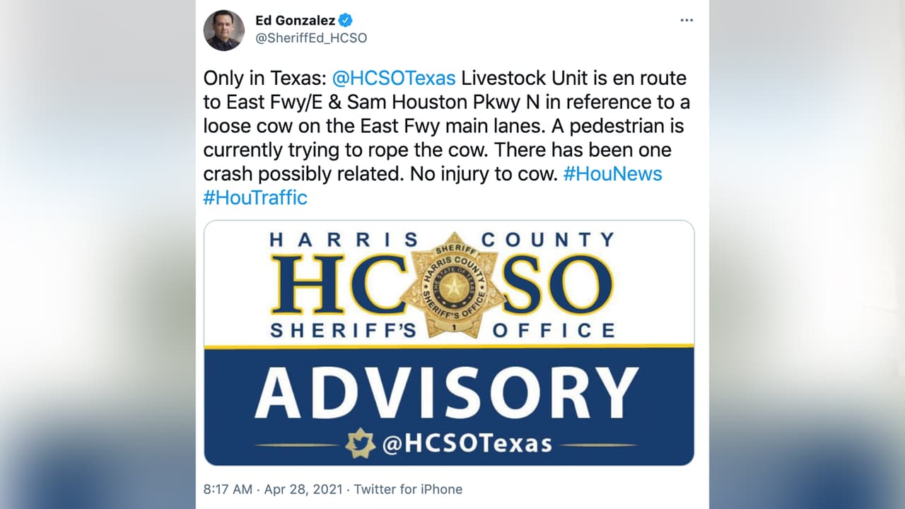 El sheriff del condado Harris, Ed González advirtió a los conductores a través de su cuenta de Twitter.