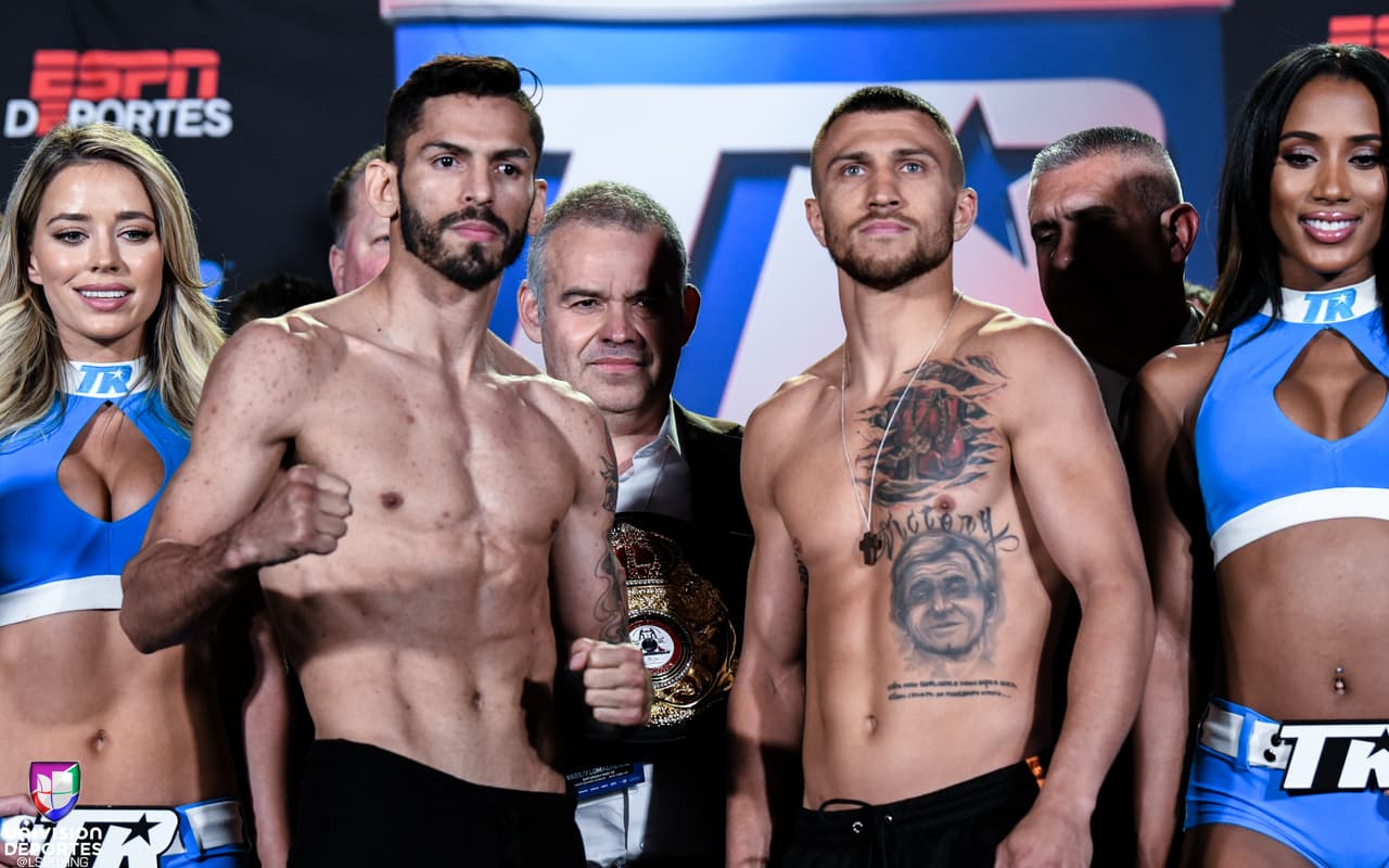 Jorge Linares y Vasyl Lomachenko pasaron la prueba en la báscula de cara a su pelea del sábado por la noche en el Madison Square Garden. Ambos pesaron 134.6 libras.