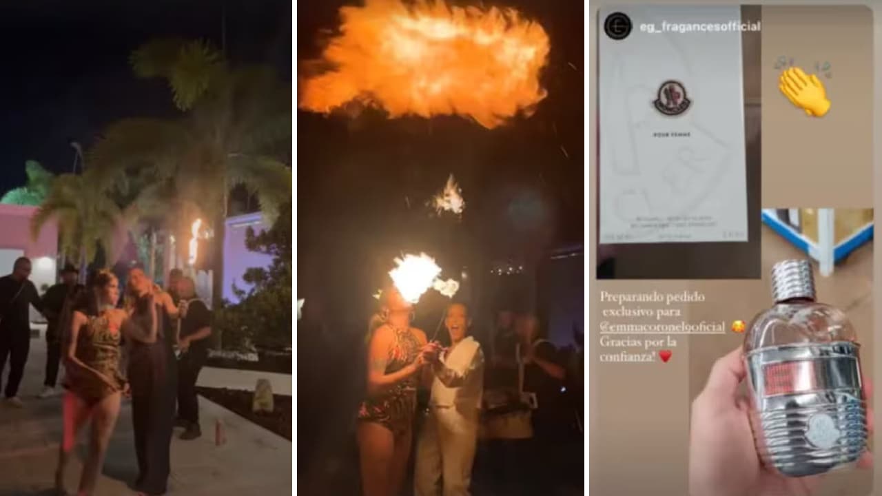 Hubo pirotecnia, artistas tragafuego y le regalaron un exclusivo perfume.
