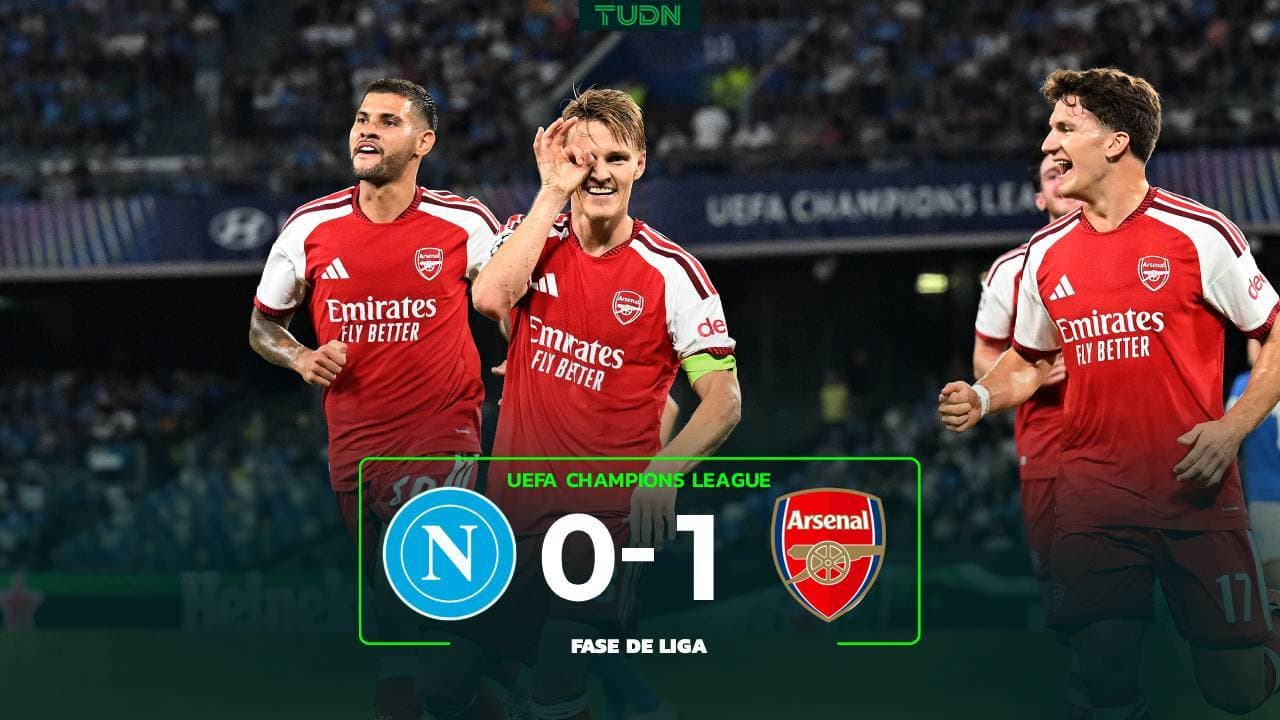 Martin Odegaard da triunfo al Arsenal ante Napoli en Champions League