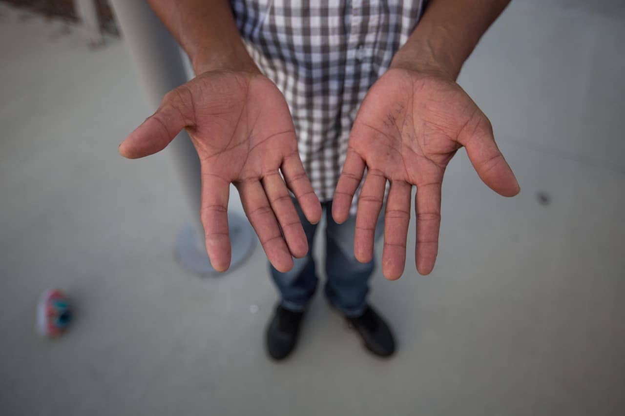 José, 40, de El Salvador, trabaja en un invernadero de plantas varias. “Estamos tratando que no nos traten así, como nos trata el presidente. Las personas que levantamos este país somos los que vamos a hacer trabajos que otros no quieren, por eso tomé la decisión de no trabajar y venir aquí”.