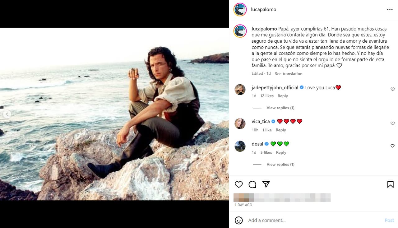 El hijo de Eduardo Palomo le dedicó un emotivo mensaje de cumpleaños.