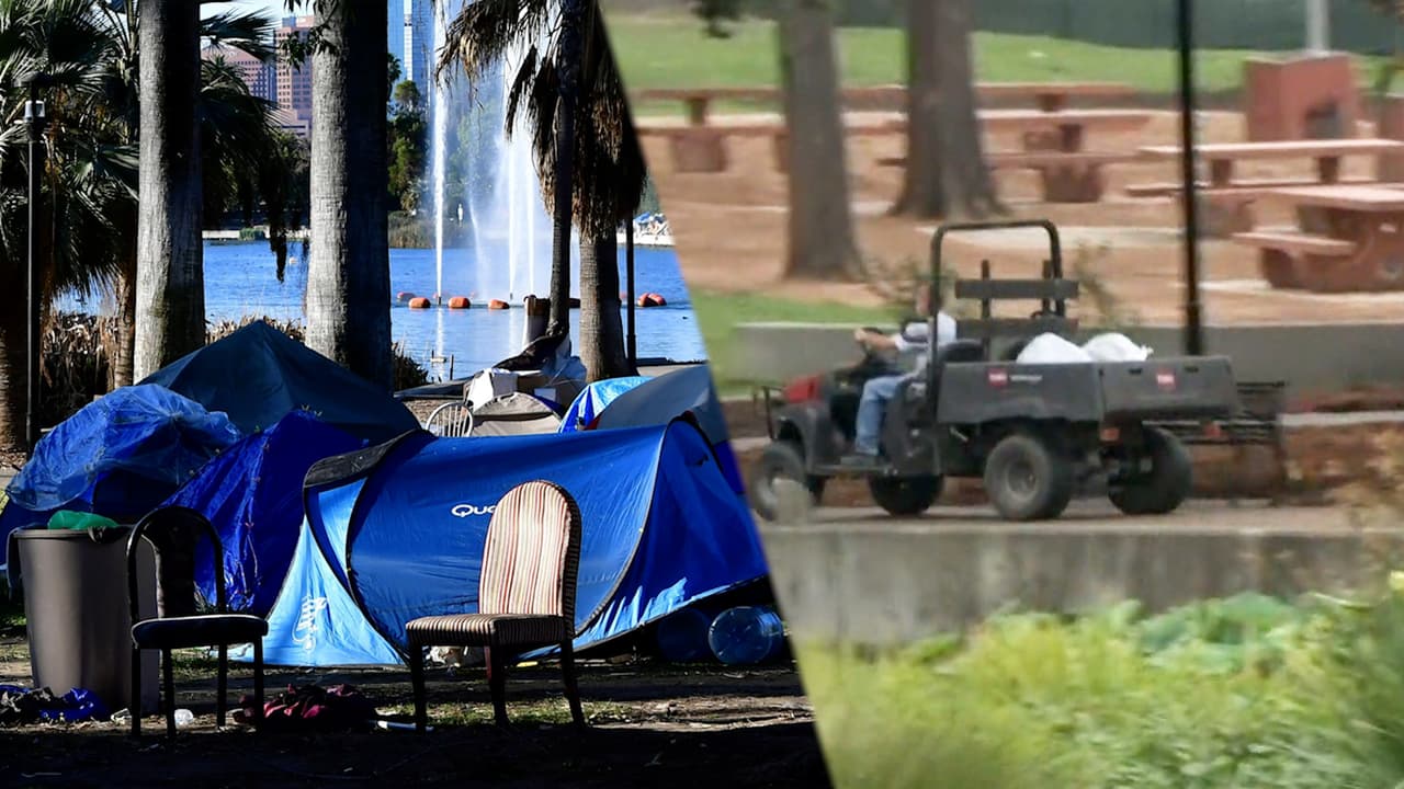 Reabren Echo Park bajo restricciones y en medio de protestas de activistas a favor de desamparados