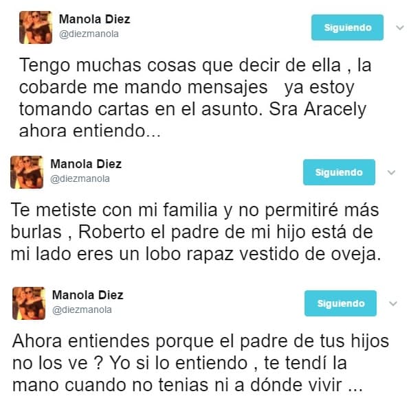 Manola Díez, quien fuera amiga de Aracely Arámbula desde hace 22 años, vivieron juntas en su juventud, cuando ambas estudiaban actuación en Televisa y fue la regia quien apoyó en todo momento a Aracely. Ahora la llamó: "lobo rapaz vestido de oveja" y asegura estar dispuesta a ventilar los secretos de la ex de Luis Miguel.