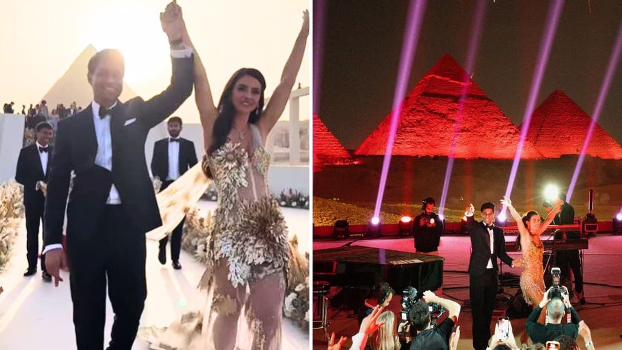 Así fue la millonaria boda frente a las Pirámides de Egipto: las fotos llenas glamour se hicieron virales