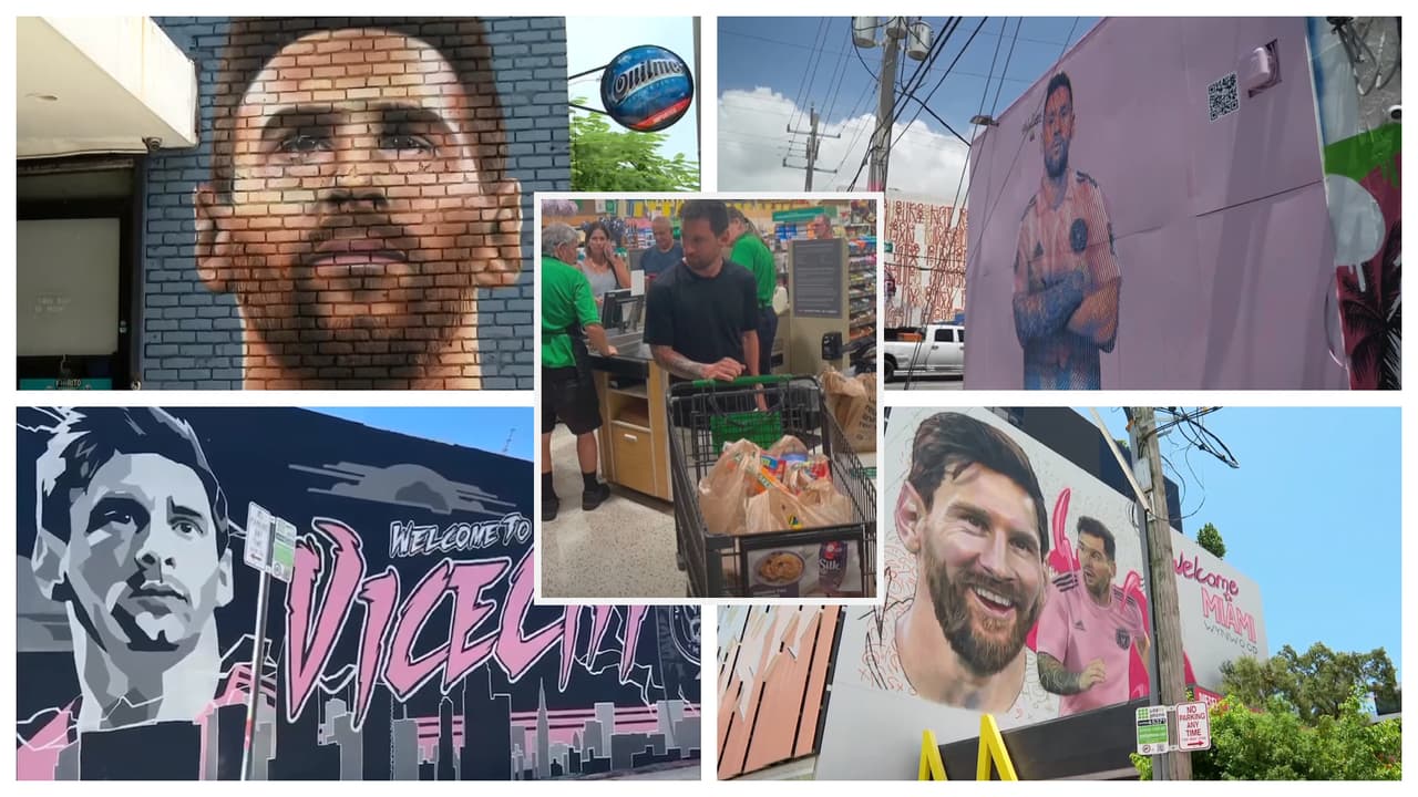 Messi sale al supermercado en Miami mientras la ciudad se adorna con su imagen y crean platos en su honor