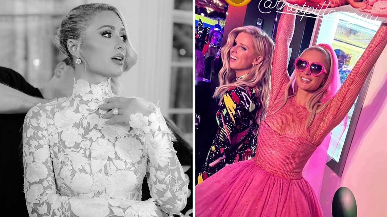Vestida de rosa, Paris Hilton continúa la celebración de su boda en un parque de diversiones