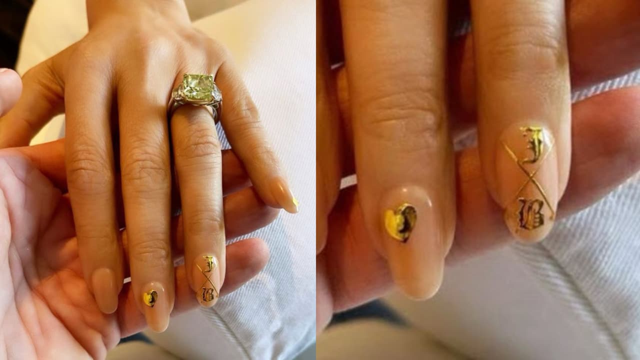 En la imagen que compartió Tom Bachik se observa el detalle de la manicura que se hizo Jennifer López con su inicial y la de Ben Affleck.
