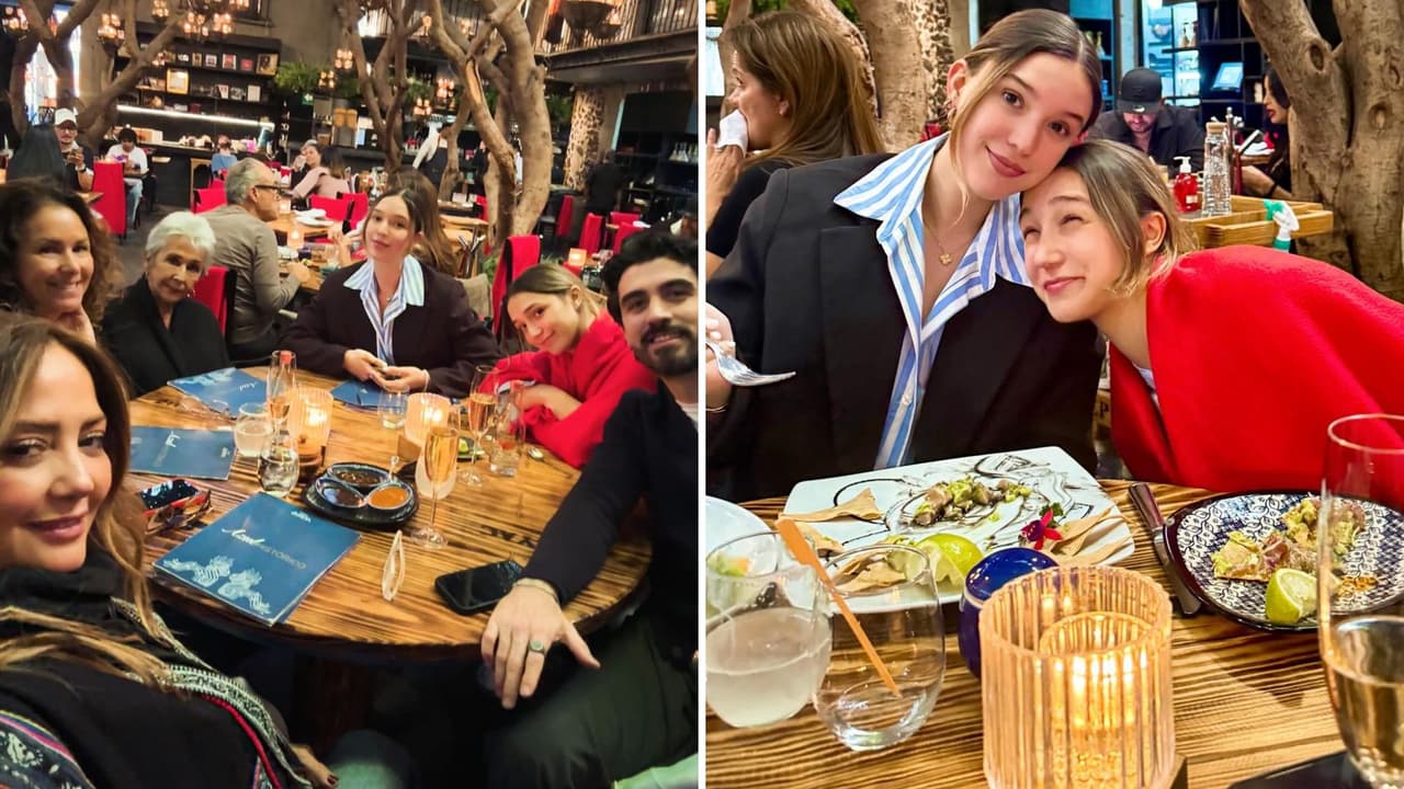 Andrea Legarreta disfrutó de una cena en compañía de su pareja e hijas.