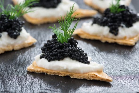 Pero en cambio el caviar que está elaborado a partir de las huevas de esturión tiene cerca de 450 calorías por cada 100 gramos. Su consumo es remendable que sea ocasionalmente y en pequeñas porciones.