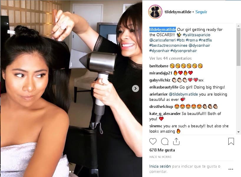 <b><a href="https://www.instagram.com/tildebymatilde/" target="_blank">La estilista y cosmetóloga Matilde Campos</a></b>, quien en su lista de clientes frecuentes tiene a Beyoncé y Nicki Minaj, nos contó que Yalitza Aparicio fue quien la inspiró a la hora de diseñar su peinado.