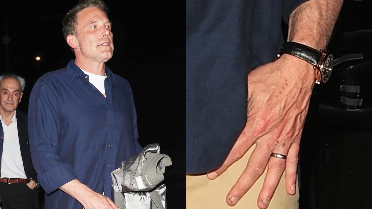 Ben Affleck ha sido visto con y sin el anillo de bodas en semanas recientes. En esta imagen, captada el pasado 21 de mayo cuando ya circulaban rumores de una supuesta separación de JLo, sí lo traía puesto.