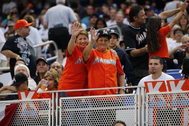 José's biggest fans; his mother Maritza (left) and grandmother Olga (right) in the stands at Marlins Park. Courtesy of the Fernández family/Univision.