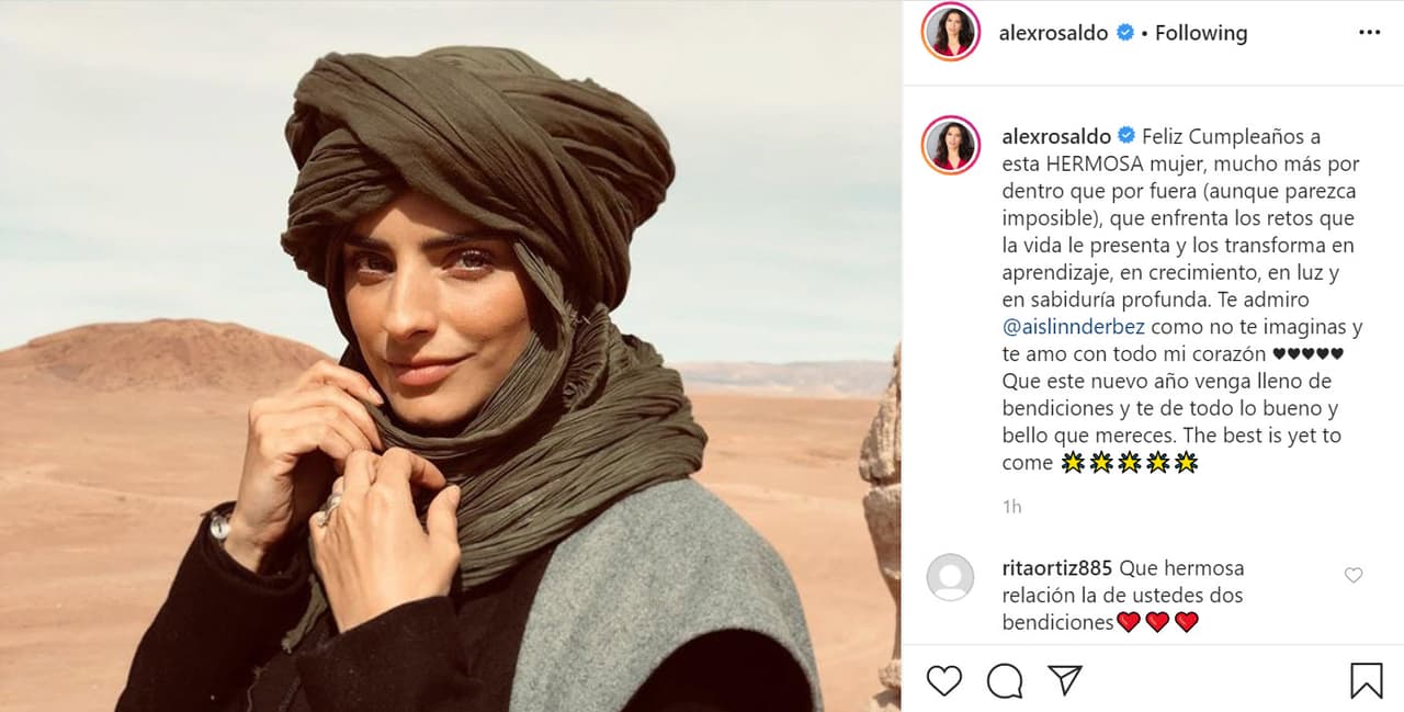 la esposa del famoso comediante, Alessandra Rosaldo, también felicitó a Aislinn con esta 
<b><a href="https://www.instagram.com/p/B94bUAVnG-G/" target="_blank">foto y mensaje</a></b>: "Feliz cumpleaños a esta hermosa mujer, mucho más por dentro que por fuera (aunque parezca imposible), que enfrenta los retos que la vida le presenta y los transforma en aprendizaje, en crecimiento, en luz y en sabiduría profunda. Te admiro Aislinn Derbez como no te imaginas y te amo con todo mi corazón. Que este nuevo año venga lleno de bendiciones y te de todo lo bueno y bello que mereces. Lo mejor está por venir".