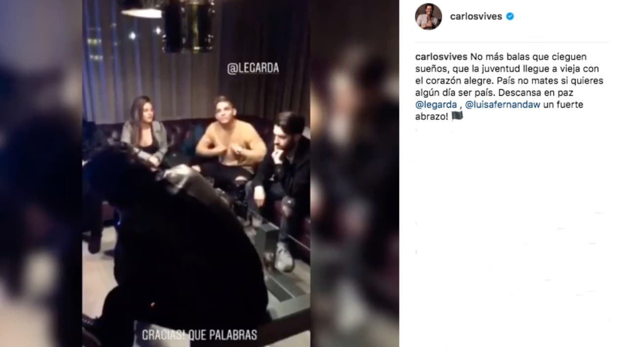 Vives compartió el video de su encuentro con Legarda al tiempo en que pidió que no existan más balas que cieguen sueños.