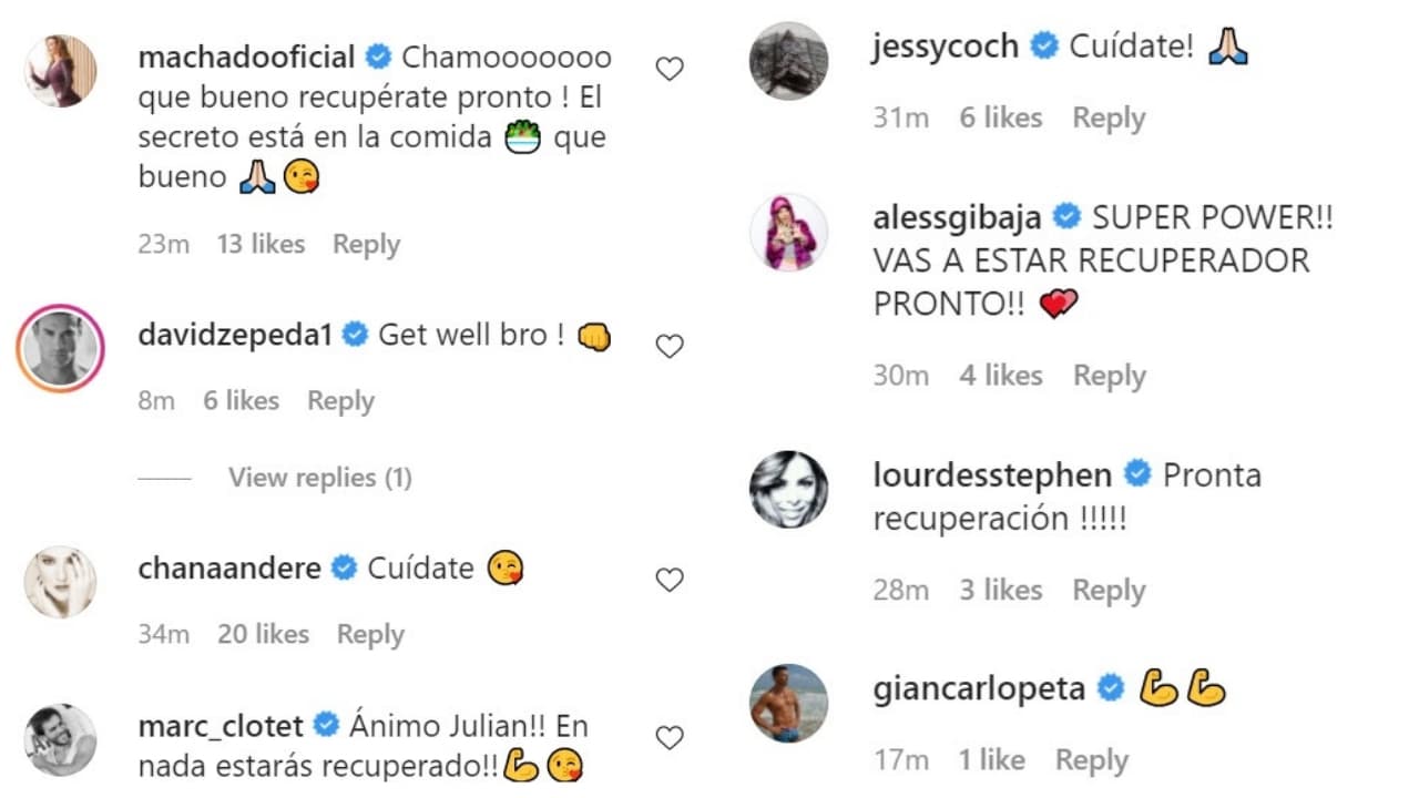 Varios famosos como 
<b>Alicia Machado, Chantal Andere y David Zepeda</b> le desearon pronta recuperación al actor a través de Instagram.
<br>