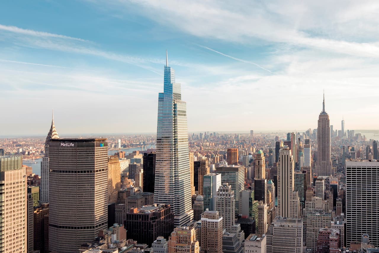 <b>Torre ‘One Vanderbilt’ (ciudad de Nueva York)</b>
<br>
<br>Este edificio de 1,401 pies ( 427 metros) está ubicado cerca del terminal Grand Central de Manhattan y combina un espacio de oficinas de última generación con conexiones directas a uno de los centros de transporte más grandes de la ciudad.
<br>