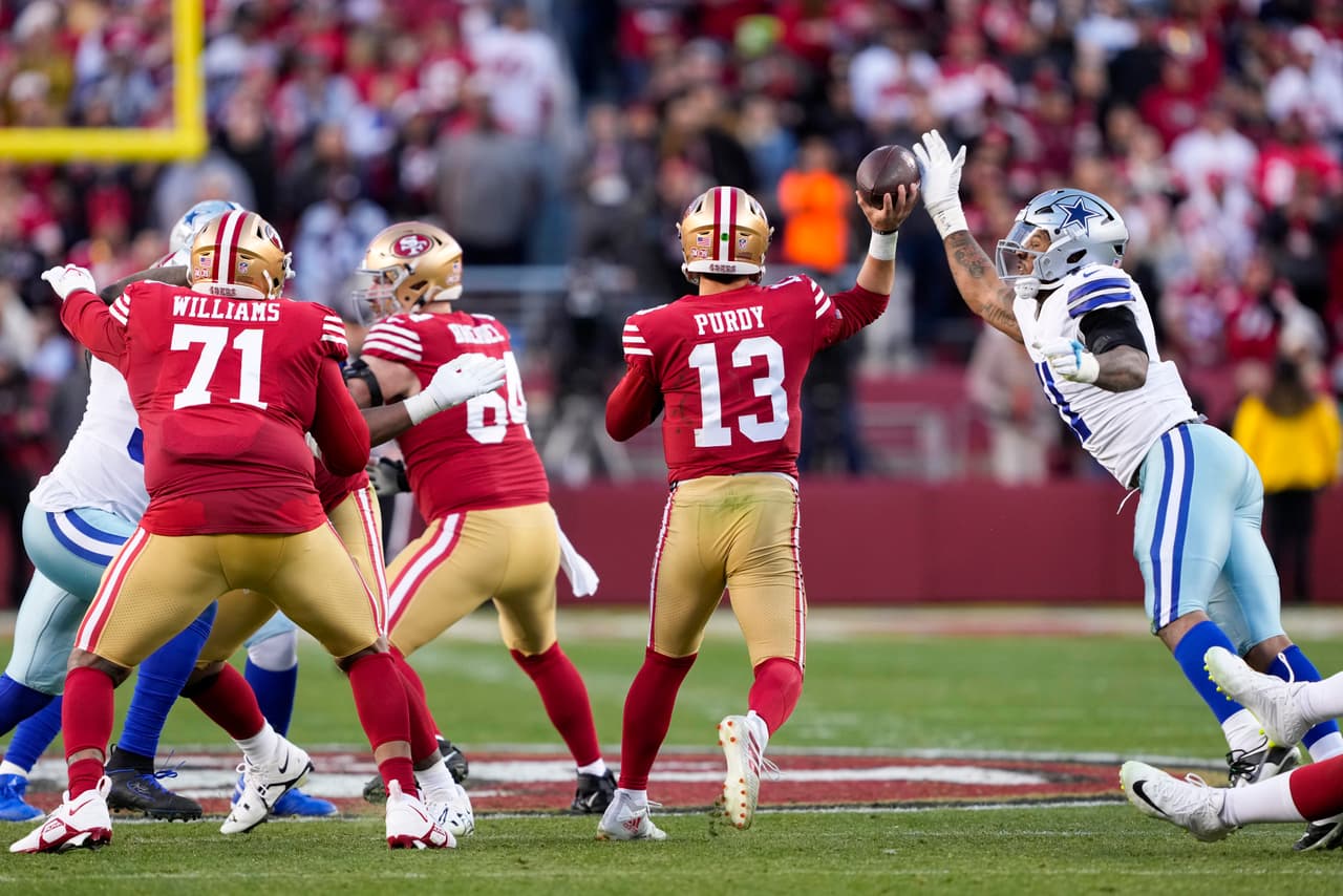 Purdy comenzó la siguiente serie con un pase completo de 16 yardas a George Kittle y San Francisco no le regresó el balón a Dallas hasta que quedaban 45 segundos. Los Cowboys retomaron la ofensiva desde su yarda seis y nunca estuvieron cerca de avanzar.