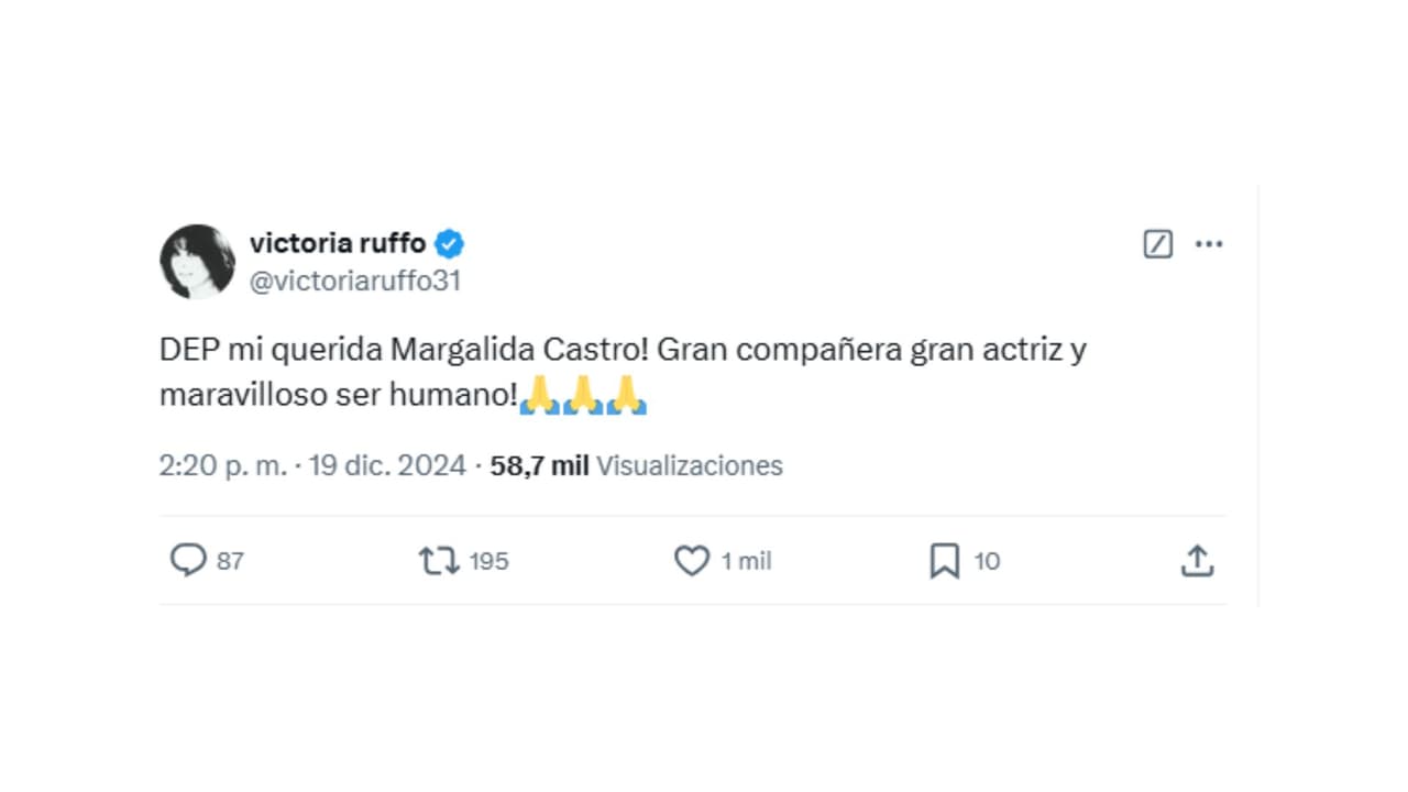 Así despidió Victoria Ruffo a Margalida Castro.