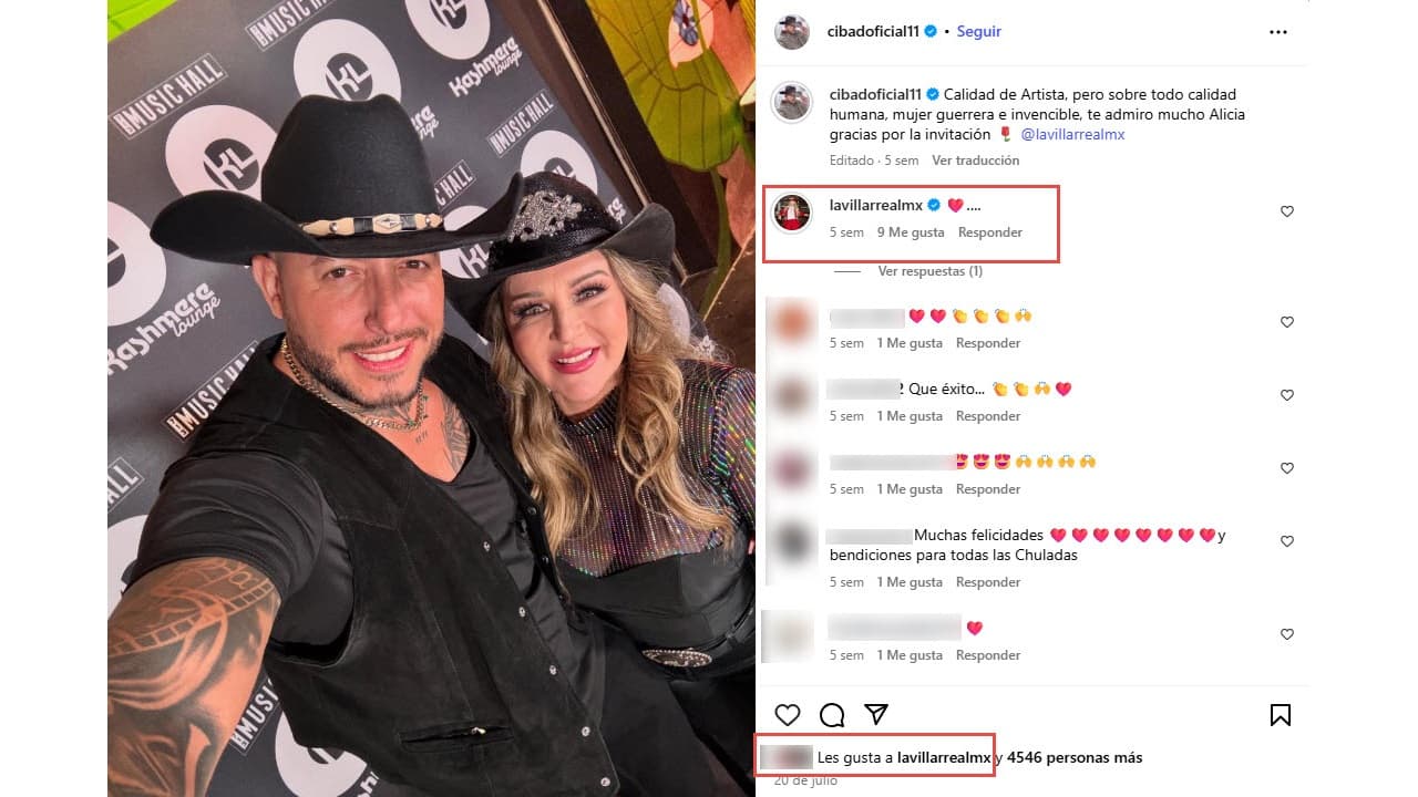 Alicia Villarreal y Cibad Hernández han interactuado en redes.