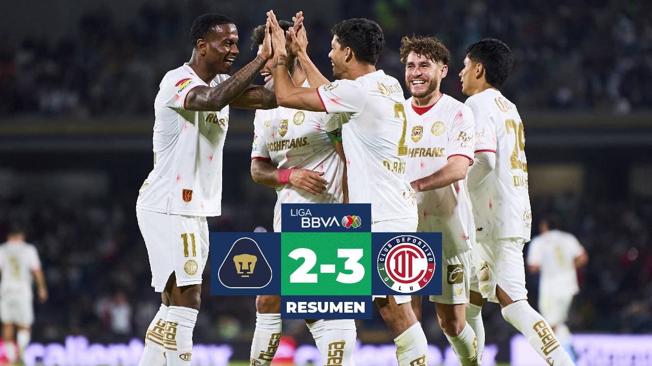 Solo queda un invicto: Toluca derrota a Pumas a domicilio