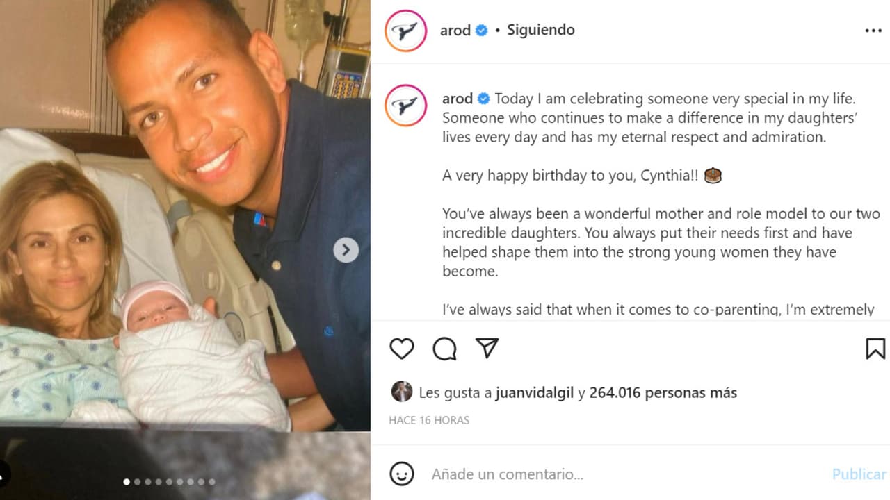 Esta fue la publicación que Alex Rodríguez dedicó a su exesposa Cynthia Scurtis.