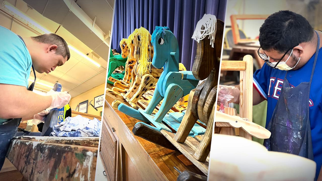 El verdadero espíritu de la Navidad: Jóvenes con capacidades especiales fabrican caballitos de madera para niños con cáncer