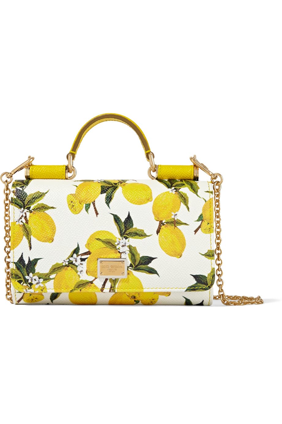 Una cartera llena de limones o de exóticos follajes como esta, de DOLCE & GABBANA es ideal para dársela a aquellas mamás que viajan mucho, viven cerca al mar, o que tienen una colección tal de carteras básicas que van a agradecer algo de color.